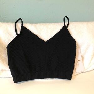 Spiritual Gangster Top Bralette Row Black Textured (XS/S) - NWT